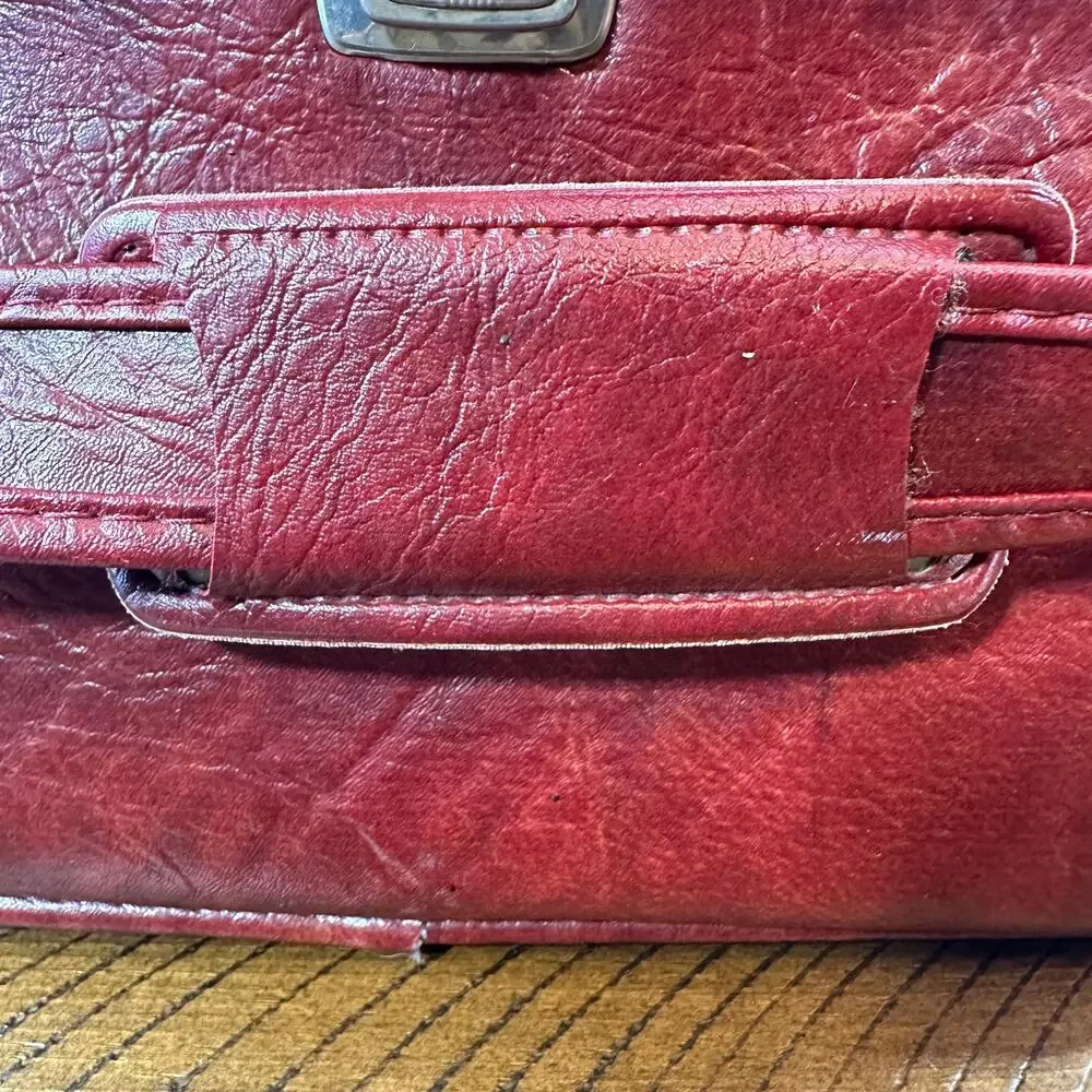 Vintage Samsonite Sonora II Dark Red Faux Leather Carry-On Travel Tote Bag CLEAN